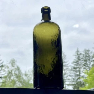 Whittled Black Glass Bottle - Embossed K Base G.W. Kearns & Co? - Picture 1 of 14