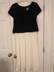 Womens Positive Attitude Dress, Black White, size 10 Petite - Picture 1 of 7