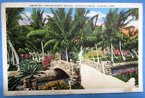 Cartolina in lino Matheson Estate Svastica Coconut Grove FL Pasqua 1938 - Foto 1 di 5