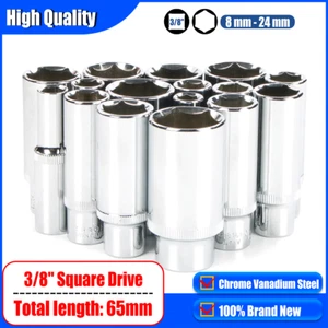 Vierkantantrieb tiefe Steckschlüssel - 8 bis 24 mm/ALLE GRÖSSEN Set - metrisch 6 Punkt Sechskantantrieb 3/8" - Bild 1 von 8