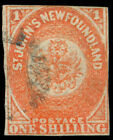MOMEN: NEWFOUNDLAND STAMPS SG #15 1sh 1860 USED IMPERF £11,000 