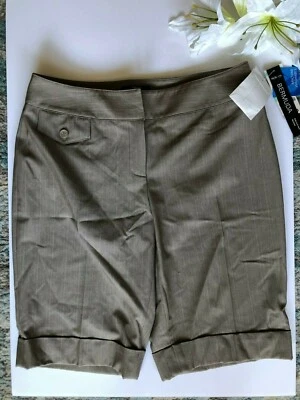 STYLE & CO. PANTALONES CORTOS Mujer Petite 8P ELASTIZADOS BERMUDA Caqui Rayas  Foto 1 de 4