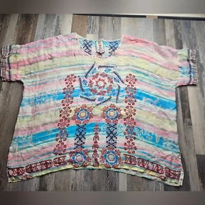Johnny Was Printed Tunic Top Women's XL Boho Tribal - Picture 1 of 11