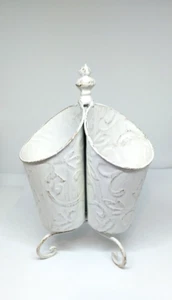 Art Deco porta secchielli girevole triplo in metallo, fioriera, porta utensili - 10" - Foto 1 di 8