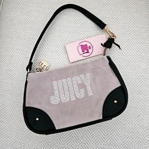 Juicy Couture Convertible Purse Glitzed Out Wristlet Shoulder Bag Gull Gray NWT - Picture 1 of 7