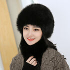 Women's Real Fox Fur Hat Scarf Set Warm Collar Knitted Elestic Beanies Ski Cap
