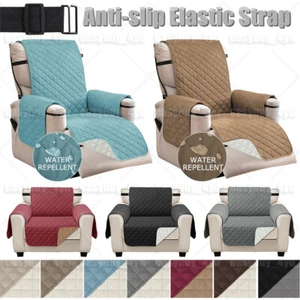 Waterproof REVERSIBLE Recliner Chair Cover Non Slip with Pocket Sofa Protector - Picture 1 of 75