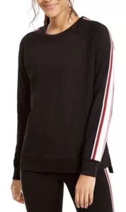 NEW Ideology Varsity-Stripe French Terry Sweatshirt Deep Black Size XS - Picture 1 of 3