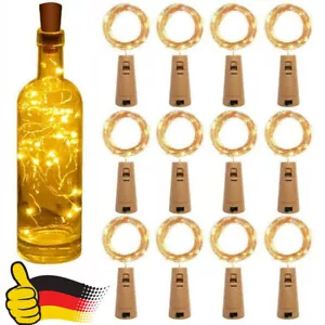 12x Korken 20LED Lichterkette Flaschenlicht Flaschenbeleuchtung Batterie Flasche - Bild 1 von 18
