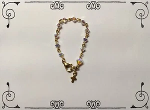 Handcrafted Child 5” Gold Rosary Bracelet MADE WITH Swarovski Crystal ABX2 - Picture 1 of 3