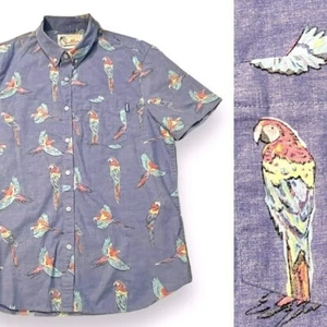 Chubbies Shirt Parrot Print Button Up Tropical Hawaiian Short Sleeves Blue Large - Picture 1 of 9