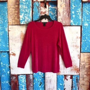 Women's Made In Heaven Shirt Top Long Sleeve Slinky Stretch SIZE 1X Dark Pink - Picture 1 of 9
