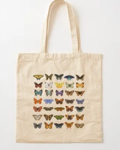 Butterfly Kinds Tote Bag - Butterflies Bag - Butterfly %100 Premium Cotton - Picture 1 of 4