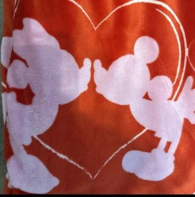 Disney Mickey & Minnie Valentines Silhouette Kiss Throw Blanket 60”x70” Red - Image 1 of 4