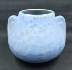 Vintage 1930’s Brush McCoy Mottled Blue Yellow Ware Vellum Fawn Vase - Picture 1 of 9
