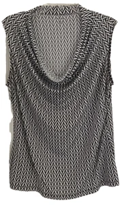 Worthington Pullover Blouse Size XL Black White Sleeveless Chevron Ptrn 214 - Picture 1 of 7