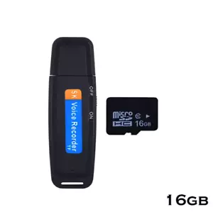 TISHRIC U-Disk Mini Diktiergerät Digital Diktiergerät Audio + Micro SD 16GB Karte - Bild 1 von 4