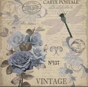 Servilletas de papel de cóctel rosa postal carta shabby chic estilo vintage nostálgico - Imagen 1 de 4