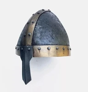 Medieval LARP Norman Viking Norse Helmet Armor Replica Handmade 18 GA Steel Helm - Picture 1 of 8