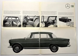 MERCEDES-BENZ 190 1961 PÓSTER SIN USAR Y FOLLETO DEL DISTRIBUIDOR con HOJA DE ESPECIFICACIONES - Imagen 1 de 3
