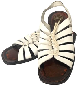Vintage 90er Romano Leder Schnürsandalen 2 weiße Fischerschuhe Damengröße 7,5 - Bild 1 von 7