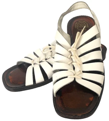 Vintage 90S Romano Leather Lacey 2 White Sandals Fisherman Shoes Womens Size 7.5 - Image 1 of 4
