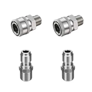 Accesorios de conexión rápida para lavadora a presión NPT hembra y macho de 3/8 pulgadas 4 piezas - Imagen 1 de 6