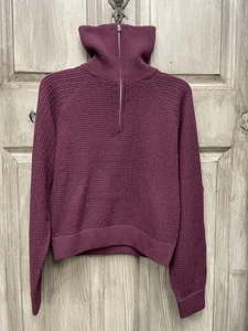 ALO YOGA Cashmere Plush Waffle 1/4 Zip Pullover NWT | Medium | Burgundy - Picture 1 of 11