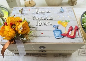 Personalised Wooden Box 18th Birthday, Personalizowana Skrzynka 18-te Urodziny - Picture 1 of 10
