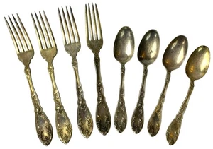 Vintage Silver Plate Rogers La Concorde 4 Dinner Forks & 4 Teaspoons Grape 1910 - Picture 1 of 10