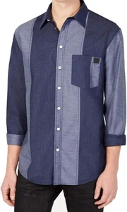 Camisa de manga larga con botones DKNY para hombre, azul, talla M - Imagen 1 de 7