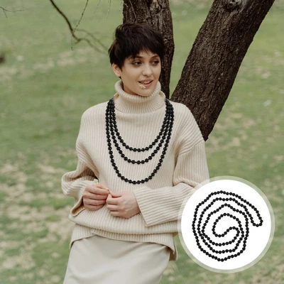  1,5M Retro Damen Lady Simulierte Perlen Lange Halskette Kette für Pullover - Bild 1 von 4