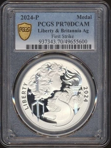 2024-P Liberty & Britannia Silver Medal PCGS PR 70 DCAM **First Strike** - Picture 1 of 2