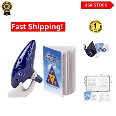 Ceramic 12-Hole Ocarina from Zelda with Song Book & Protective Bag - Polished - Image 1 of 4