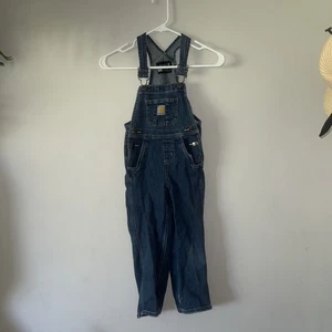 Carhartt Master GIRLS Denim Jeans Bib Overalls Pants Youth Size 5 Hearts Buttons - Picture 1 of 7