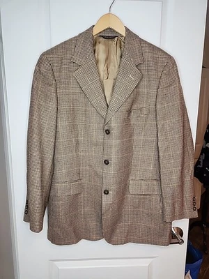 Brooks Brothers Wool Blazer Jacket Mens Sz 41R 100% Wool Houndstooth Brn Vtg - Image 1 of 4