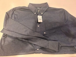 NWT J Crew Performance Shirt Mens Large Slim Blue Long Sleeve Button Up Stretch - Picture 1 of 3