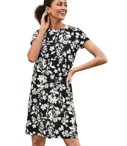 J. Jill Wearever Collection Floral Dress Black & White Short Sleeve Small Petite - Picture 1 of 12