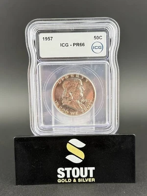 Meio dólar 1957 Franklin ICG PR-66 - Imagem 1 de 2