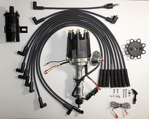 Pequeña Captura FORD FE 390 427 428 352 NEGRO HEI Distribuidor + Bobina 45K + Cables Enchufe - Imagen 1 de 7