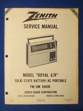 Zenith Royal G74 Service Repair Manual Factory Original The Real Thing # RA77 