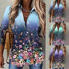 Trendy Lapel Floral Print Blouse Women's Long Sleeve Button Shirt for Fall
