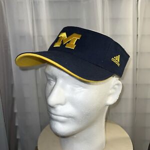 Adidas Michigan Wolverines Cap Hat Adjustable Hook Loop Strap Maze Blue Visor