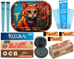 Cat Lover's Rolling Tray and Accessories Bundle Gift Set Rolling Tray Gift Set - Picture 1 of 3