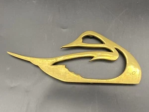 Vintage Brass Trivet Swan Duck Modern Brutalist  Mid Century Decor Footed Trivet - Picture 1 of 12