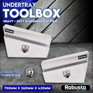 750mm Pair of Under Tray Toolbox Flat Aluminium Underbody Tool Box Truck Trailer - Picture 1 of 10