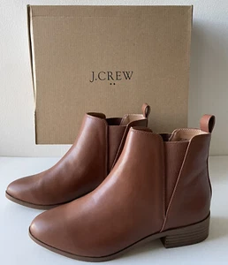 J Crew Faux Leather Chelsea Boots Brown Warm Sepia Womens 8, New in Box w Defect - Picture 1 of 9