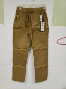 Rebel & Soul Boys Khaki Drawstring Pants 100% Cotton Straight Leg M (10/12) NWT - Picture 1 of 10
