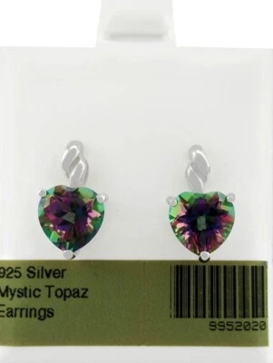 LAB CREATED 6.80 Cts MYSTIC TOPAZ EARRING .925 STERLING SILVER - New With Tag - Image 1 of 4