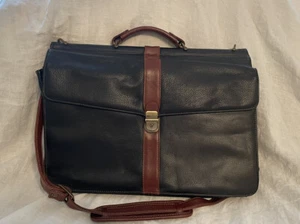 SCULLY Black/Cognac Leather Flap Briefbag Courier Business Bag - Picture 1 of 9